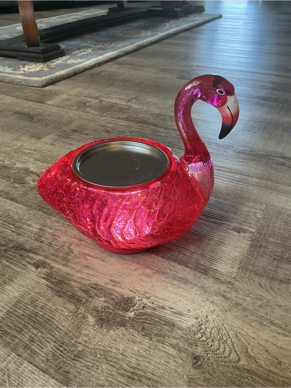 BATH & BODY WORKS FLAMINGO WATER GLOBE 3-WICK PEDESTAL CANDLE HOLDER